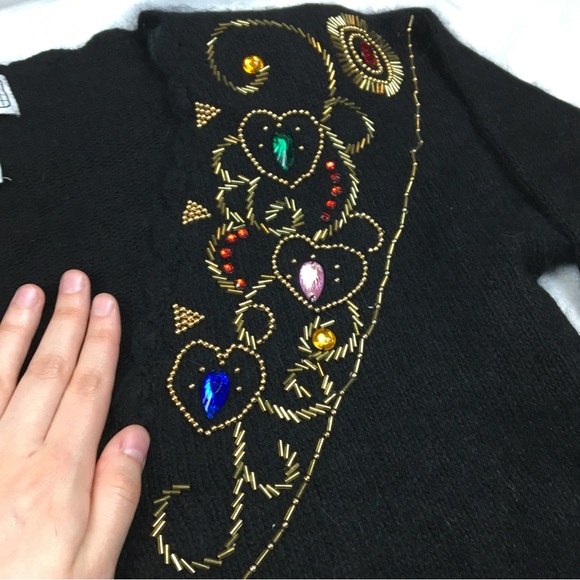 Vintage Spice of Life Silk Blend Embellished Cardigan Sweater - Picture 12 of 13